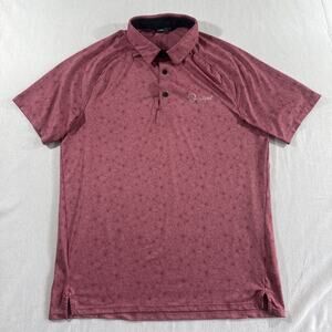 UNRL Polo Shirt Mens M Red Floral Flowers Barstool Sports Golf Performance Logo